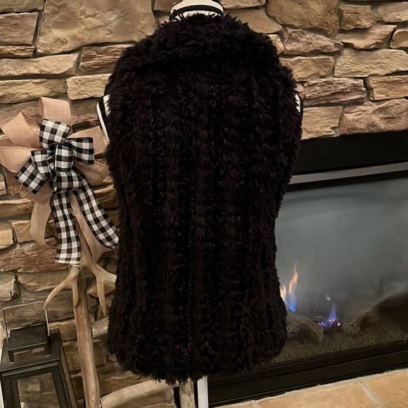 AX Armani Exchange black faux fur vest front closure pockets size medium - Picture 7 of 12
